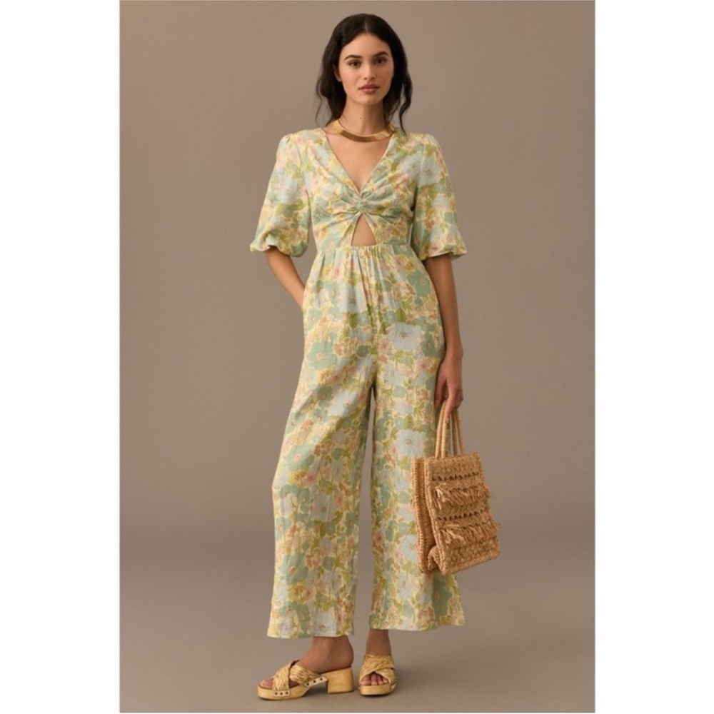 Anthropologie Sancia The Aida Floral Twist-Front Jumpsuit